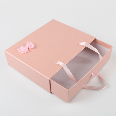 Kundenspezifisches rosa modernes Geschenk-Verpackenkasten-tragbares Fach mit Band