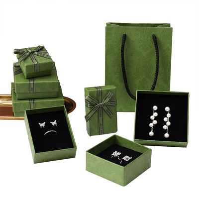 Luxusdeckel und Basis Art Grüne Schublade Schmuck Geschenkboxen für Halskette Armband Ohrringe Ring