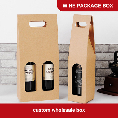 Brown-Wellpappe-Wein-Verpackengeschenkbox mit Griff
