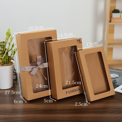 Dekorative Fenster-Schal-Geschenkbox-Kraftpapier-Tasche mit Bogen-glatter Laminierung