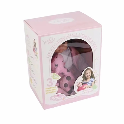 Benutzerdefiniertes Logo Faltschachtel aus rosa Karton Kinder Puppen Spielzeug Verpackung Geschenkbox