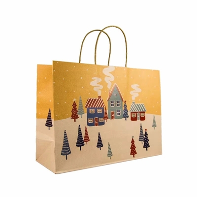 Custom Logo Shopping Kraft Papiertasche mit Griff Feiertag Weihnachtsgeschenk Papiertasche