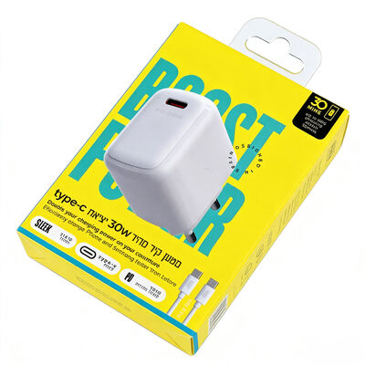 Custom Logo Druck 30W USB-C Ladegerät Verpackungskiste mit Blister Hook Fenster für Telefon Ladegeräte